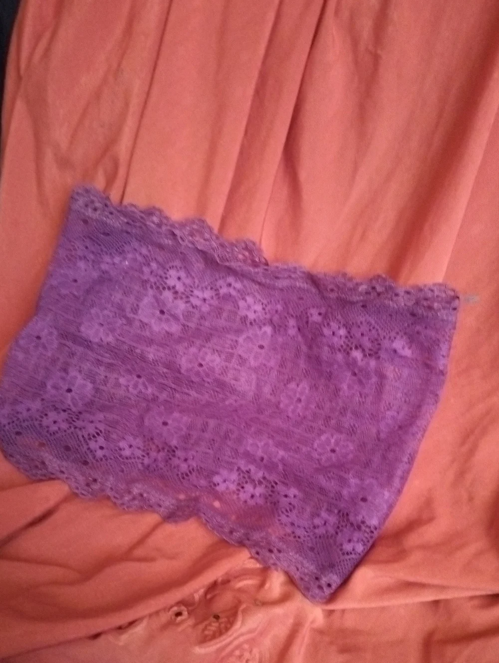 purple floral lace hair band / hijab under cap